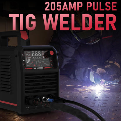 YESWELDER 205A Tig Welder with Pulse Large LED Display, STICK/DC TIG/PULSE TIG 3 In 1, 110&220V Dual Voltage TIG Welding Machine TIG-205P