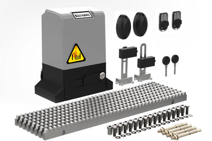 Blütezeit 220V Automatic Sliding Gate Opener (220~240V), 1800lb Rack Driven Slide Gate Motor 370W with 2 Remotes & IR Sensor, 1/2HP Electric Driveway Operator Complete Kit for Gates up to 40ft