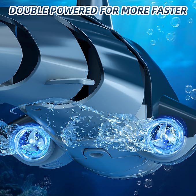 TEMI Remote Control Shark Toy for Kids Boys 3-5 Simulation RC Sharks with Light Water Spraying RC Boat for Lake Bathroom Pool Christmas Birthday Gifts for Aged 3 4 5 6 7 8 9 Girls Toddlers(Blue)