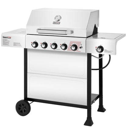 Royal Gourmet GA5401T 5-Burner BBQ Liquid Propane Gas Grill with Side Burner, Stainless Steel 61,000 BTU Output for Patio Garden Picnic Backyard Cooking, Silver