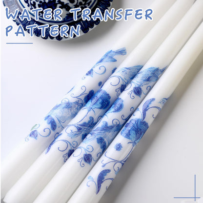 Conelist 4 Pcs Chinoiserie Taper Candles Blue and White Decorative Chinoiserie Porcelain Candlesticks 10 Inch Long Unscented Bridal Wedding Shower Candles for Christmas Party Gift Home Decor