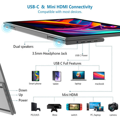 INNOCN 15.6 inch Portable Monitor Touchscreen | 1080P | HDMI, USB C HDMI | for MacBook, Windows, Tablets, Android, Chrome, PS4, Switch, Mini PC | 400Nits | 100% sRGB