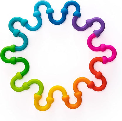 Fat Brain Toys Plip Links Silicone Building Toys for Creative Play Creative Construction Play Set for Preschoolers Kids Toys Ages 3 to 12