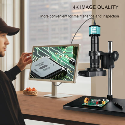 NICE-POWER Digital Microscope with Large Stable Base Stand, 4K HD Quality Industrial Microscope Type-C/HDMI Interface with 180X HD Lens Adjustable Ring Light Illumination for Electronic Repair etc