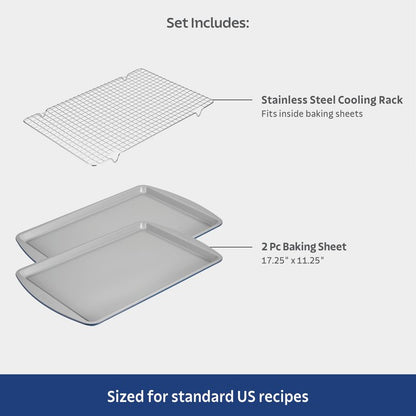 Tramontina Rise 8-Piece Ceramic Baking Pans Set, Non stick Essential Bakeware for Cookies, Loafs, Cakes, Brownies and Muffins