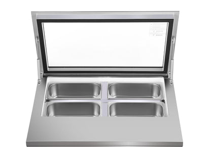 KoolMore 31 in. Countertop Ice Cream Display case with 4 Pans and Glass Sneeze Guard in Stainless-Steel (KM-CGD-8HP)