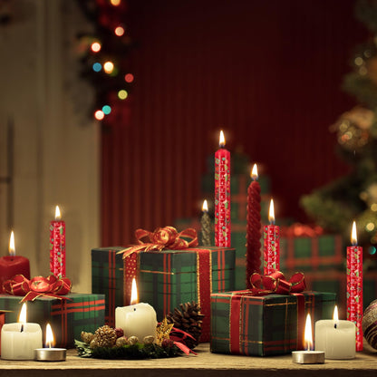 Nuanchu 4 Pcs Advent Festive Christmas Calendar Candle 24 Numbers Countdown to Christmas Red Advent Candle for Xmas Gifts(Classic)