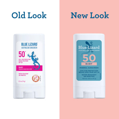 Blue Lizard BABY Mineral Sunscreen Stick with Zinc Oxide, SPF 50+, Water Resistant, UVA/UVB Protection - Easy to apply, Fragrance Free, .5 oz