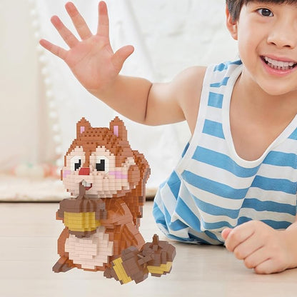Larcele Animal Series Micro Building Blocks Animal Set DIY Mini 3D Building Toy Bricks Kit1449 Pieces KLJM-07 (Squirrel)