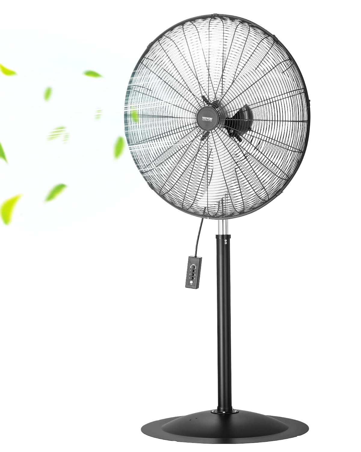 VEVOR Industrial Pedestal Fan, 30 Inch 85-Degree Oscillating Fan, Height Adjustable Standing Fans with 3 Adjustable Speeds, High Power Floor Fans for Office, Black