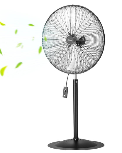 VEVOR Industrial Pedestal Fan, 30 Inch 85-Degree Oscillating Fan, Height Adjustable Standing Fans with 3 Adjustable Speeds, High Power Floor Fans for Office, Black