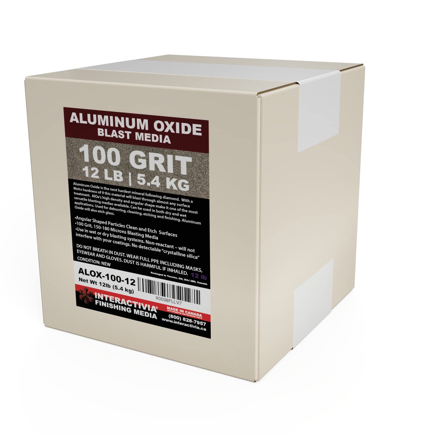 #100 Aluminum Oxide - 12 LBS - Medium Premium Long-Lasting Sand Blasting Media, High Abrasive Force Sand Blaster Sand for Metal, Glass, Stone or Wood, Sandblasters, Blasting Cabinet, Blasting Guns