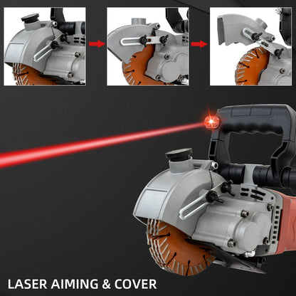 VICSEC 110V Electric Wall Chaser Groove Cutting Machine with Laser Guide Dust-Resistant Design Includes 5 5-Inch (133mm) Blades for Cutting Grooves in Brick Concrete Marble & Granite
