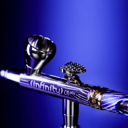 Harder & Steenbeck Airbrush – Giraldez Infinity CRplus MkII – 0.25mm Titanium UberDetail Nozzle – Dual Action Gravity Feed – Acupressure & Clog Control – Detail + 2ml Cups