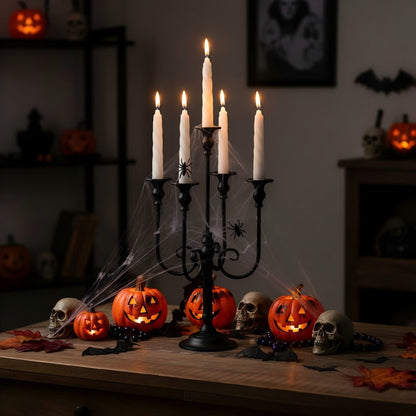 LANLONG Candelabra Centerpieces for Tables, 2Pcs Metal Tall Candle Holder for Taper Candles, 5 Arm Candlestick Holder for Wedding Centerpiece Decor Party Event Reception Decoration，Black,19.7in-2pcs
