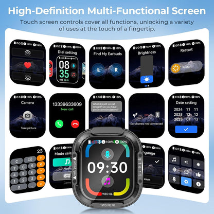 NE70 Earbuds, 2026 New NE70 AI Translation Earbuds in Real Time, Language Translator Headphones with LCD Touch Screen Audifonos Traductores Inglés Español Support 165 Languages for Travel Business