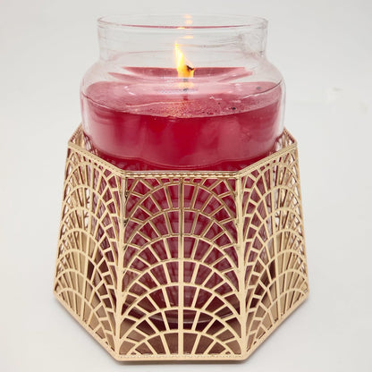 Dorephine 3 Wick Candle Holder, Shell Design Candle Jar Holder for 4-Inch Diameter Jars (5.25" D x 3.5" H) (Rose Gold)