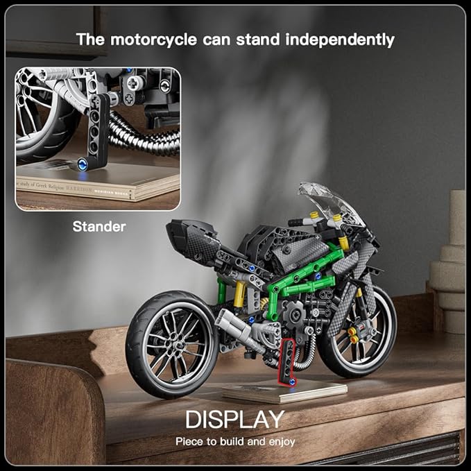 Mould King Motorcycle Building Sets 23002 Motorcycle Model Kits Superbike Blocks Kits Toys Collectible Motorbike Model for Adults 14+(639 PCS)