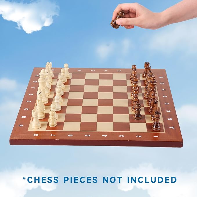 GSE Games &amp Sports Expert Professional Tournament Chess Board Only Sapele &amp Maple Inlaid Chessboard Portable Chess Board for Beginners Kids Adults (Medium: 15.75 / Square: 1.57 Brown)