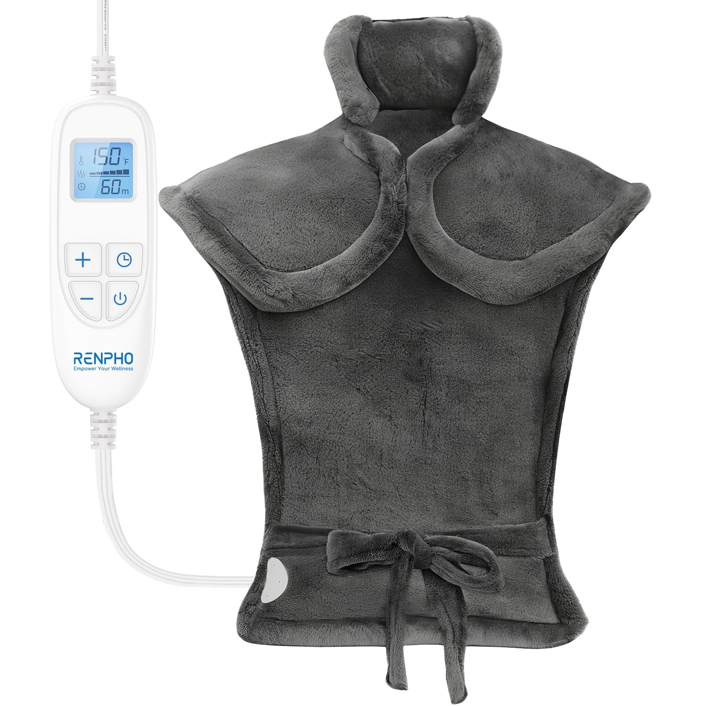 RENPHO Electric Heating Pad for Back Pain Relief, Birthday Christmas Gifts for Women Men Mom Dad Elderly, FSA Eligible Items Only List, Large Heat Pad for Neck Shoulders, 24"x33", ETL Certified, Gray
