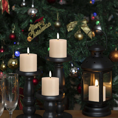 SEHNSY White Flameless Candles Set of 3 (3"x3") Battery Operated LED Pillar Candles with Remote and Timer, Real Wax Flickering Candles for Fireplace Bedroom Living Room Home Decor and Indoor Use
