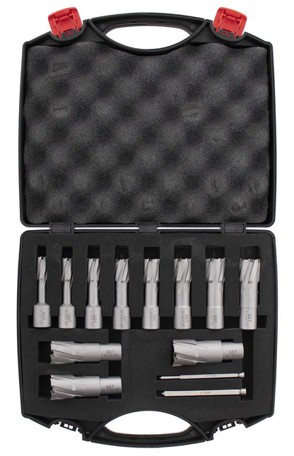 Steel Dragon Tools 13pc. Tungsten Carbide Tipped Annular Cutter Kit 1-3/8" Depth and 1/2 in. to 1-1/16 in.
