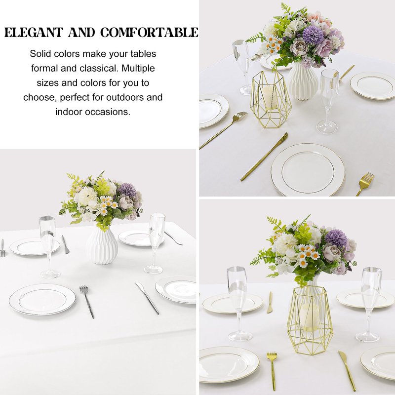 JALANCY 4 Pack Square Table Cloth 52x52 Inch White Tablecloth Machine Washable Fabric Polyester Table Cover for Dining, Buffet Parties, Picnic, Events, Weddings and Restaurants（White）
