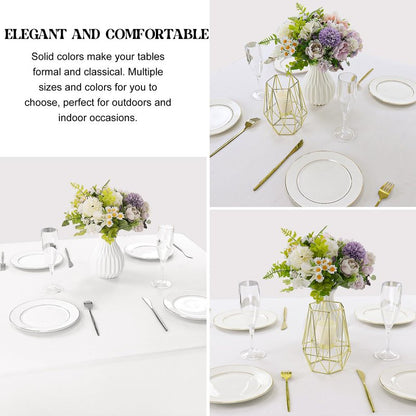 JALANCY 4 Pack Square Table Cloth 52x52 Inch White Tablecloth Machine Washable Fabric Polyester Table Cover for Dining, Buffet Parties, Picnic, Events, Weddings and Restaurants（White）