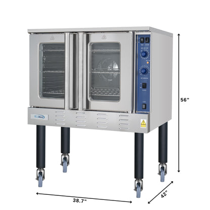 KoolMore 38 in. Full-Size Single Deck Commercial Liquid Propane Convection Oven 54,000 BTU with Casters in Stainless-Steel(KM-CCO54-LPC)