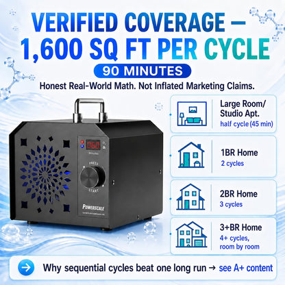 Powerscale OZB2 Commercial Ozone Generator 150,000mg/h for Airbnb Turnovers, Cleaning Business & Large Spaces — Industrial Ozone Machine Odor Removal, Air Purifier for Homes, Offices, Black
