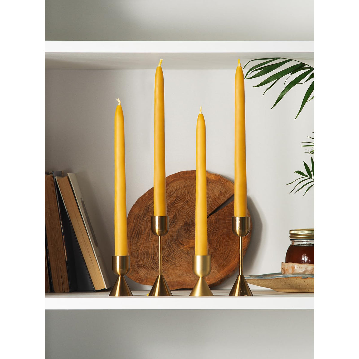 CANDWAX 10 inch Beeswax Taper Candles Set of 4 - Non Toxic and 100% Pure Beeswax Candles Ideal for Dinner - Dripless Handmade Bees Wax Burning Time 9.5 Hours