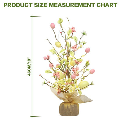 RoseCraft Easter Decorations, 18 Inch Pre-Lit Easter Egg Tree Tabletop Decor with Delicate Ornaments, for Home Party Wedding Holiday Spring Summer Decoration, Yellow/Pink.