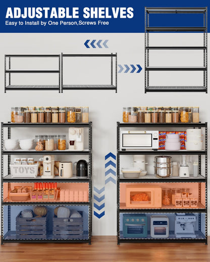 WORKPRO 5-Tier Heavy Duty Metal Shelving Unit, 72”H x 48”W x 24”D, Adjustable Storage Rack with 4000 lbs Capacity, for Garage, Basement, Workshop, Warehouse