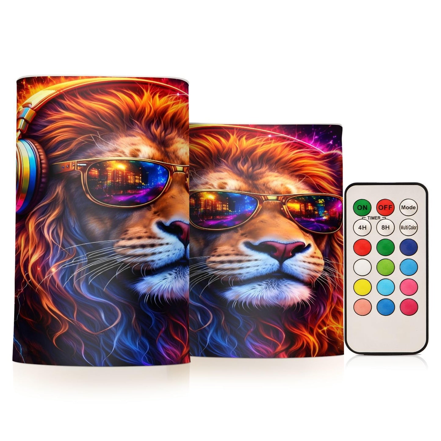 KGLDSNM Neon Lion LED Flameless Flickering Candle with Remote Timer Battery Operated for Indoor Outdoor Party Holiday Home Decor 2 Pack