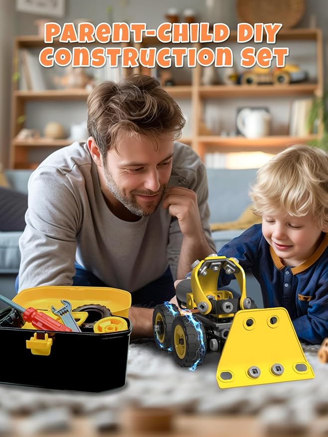 10 in 1 STEM Building Toys for Kids Ages 4-8 Educational Construction Engineering Building Kit for Boys Girls Motorized Bulldozer Excavator Toy Set