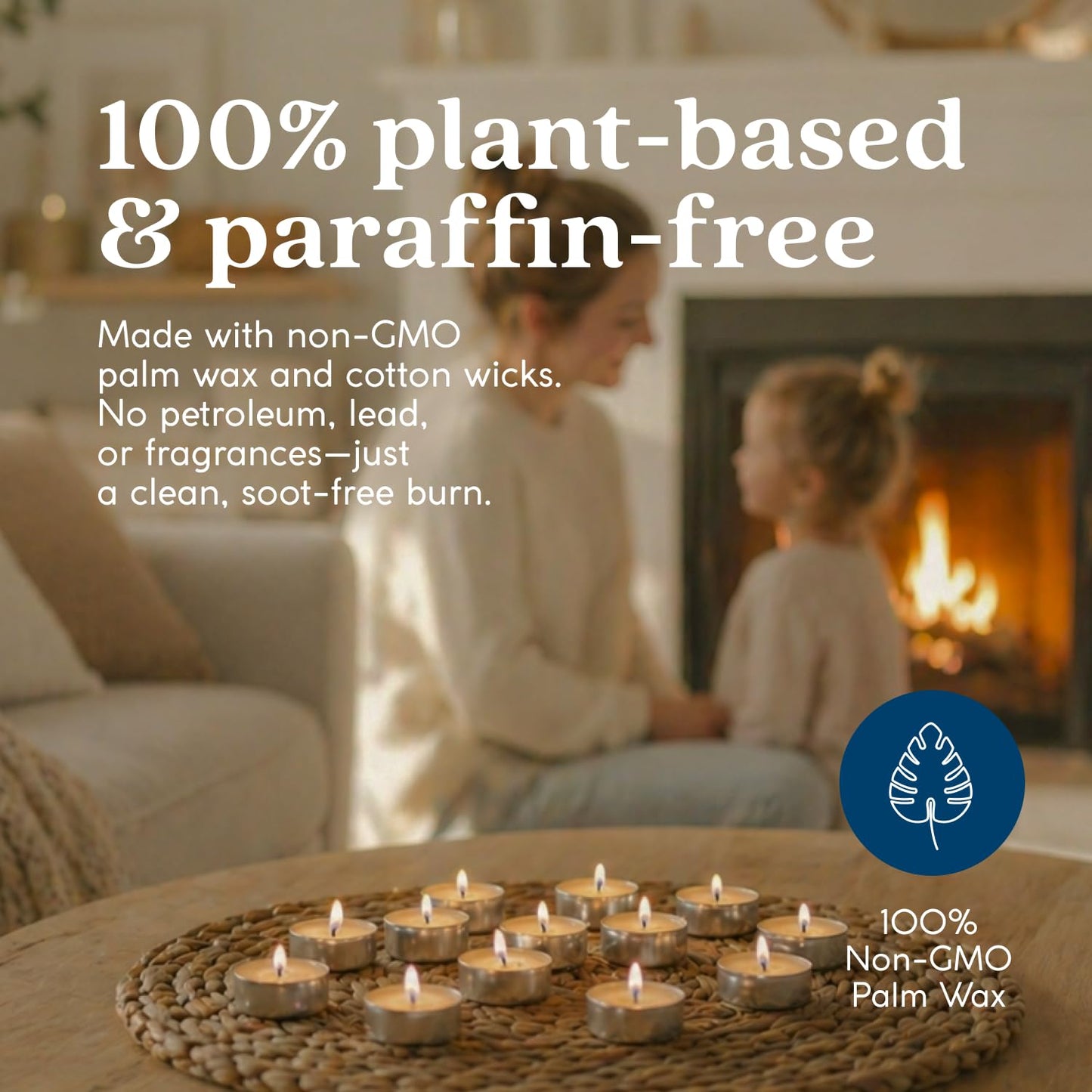 GoodLight Unscented Vegan and Paraffin-Free Tea Light Candles (100 Candles)