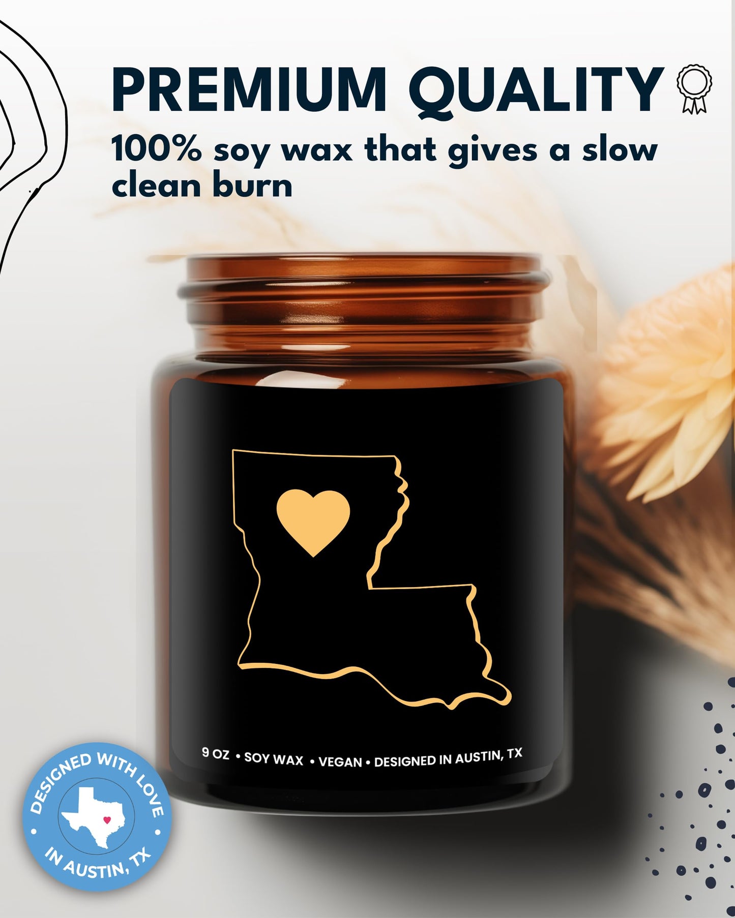 Louisiana Candle, Unique Louisiana Themed Gifts for Men and Women, Best State Souvenir Gifts for Moving Away, Thoughtful Home Sick Presents, Ideal for Birthday, Christmas, Graduation, Gift Ready