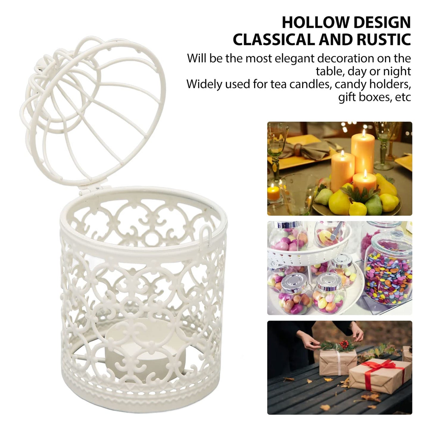 Tealight Lantern Hollow Pattern Decorative Metal Bird Cage Candle Holder for Dining Table Wedding Party
