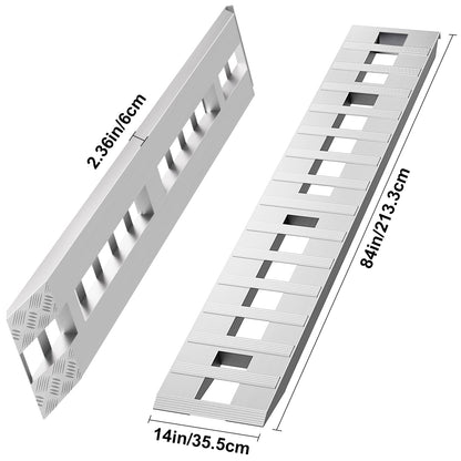 Loezora 84"x14" Aluminum Loading Ramps 6000 lbs Heavy Duty – 2 PCS Extra Long 7ft Trailer Ramps with Beavertail Hook & Anti-Slip Surface for Low Cars, Tractors, Trucks, ATV, UTV, Motorcycle
