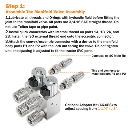 Hydraulic Multiplier Kit - SCV Splitter Valve 2 Circuit fit for JohnDeere/Case/Kubota Tractors,SCV Splitter/Diverter Manifold Valve with Switch Box Control,Hydraulic Multiplier 2 Circuit Kit 3000 PSI