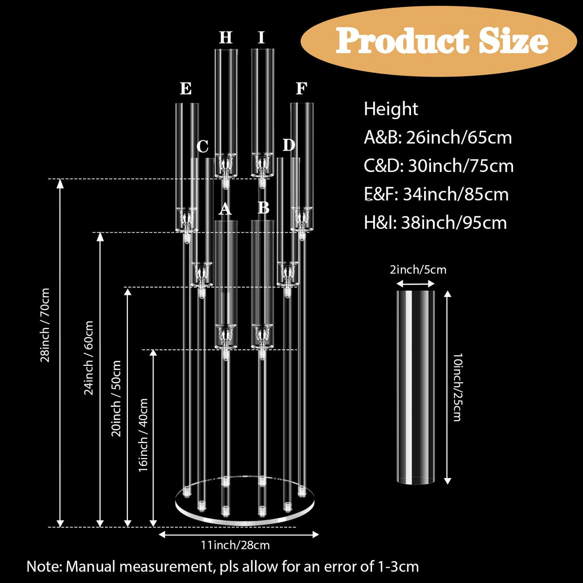 2Set 8 Arms Acrylic Candelabra Centerpieces for Tables Decortion,Clear Candle Holder for Wedding Dinner Fireplace Decoration and Home Decor,Candlesticks Holder with Lampshade Fits LED Candle