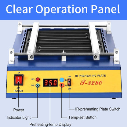 T8280 Soldering Station,1600W IR-Preheating Oven,Infrared Pre-Heating Rework Station PCB SMD BGA Solder Repair Hot Air Rework Station