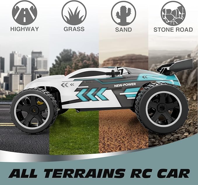 Tecnock RC Cars Remote Control Car for Kids 1:18 Scale 20 KM/H 2WD Offroad Buggy 2.4GHz RC Racing Car with USB-C Easy Charging &amp 50 Mins Playtime Toys Gifts for Boys &amp Girls