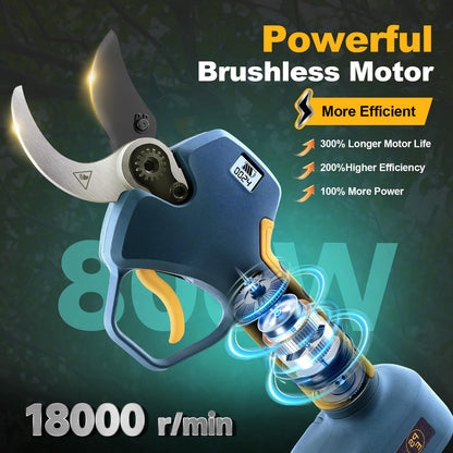 Prunarbo 2-in-1 Pole Pruning Shears Cordless, 40mm Electric Pruner with Extension Pole, Dual Battery, Compatible with Makita battery, 14.7FT High Reach Tree Trimmer, No Ladder Needed for Orchard