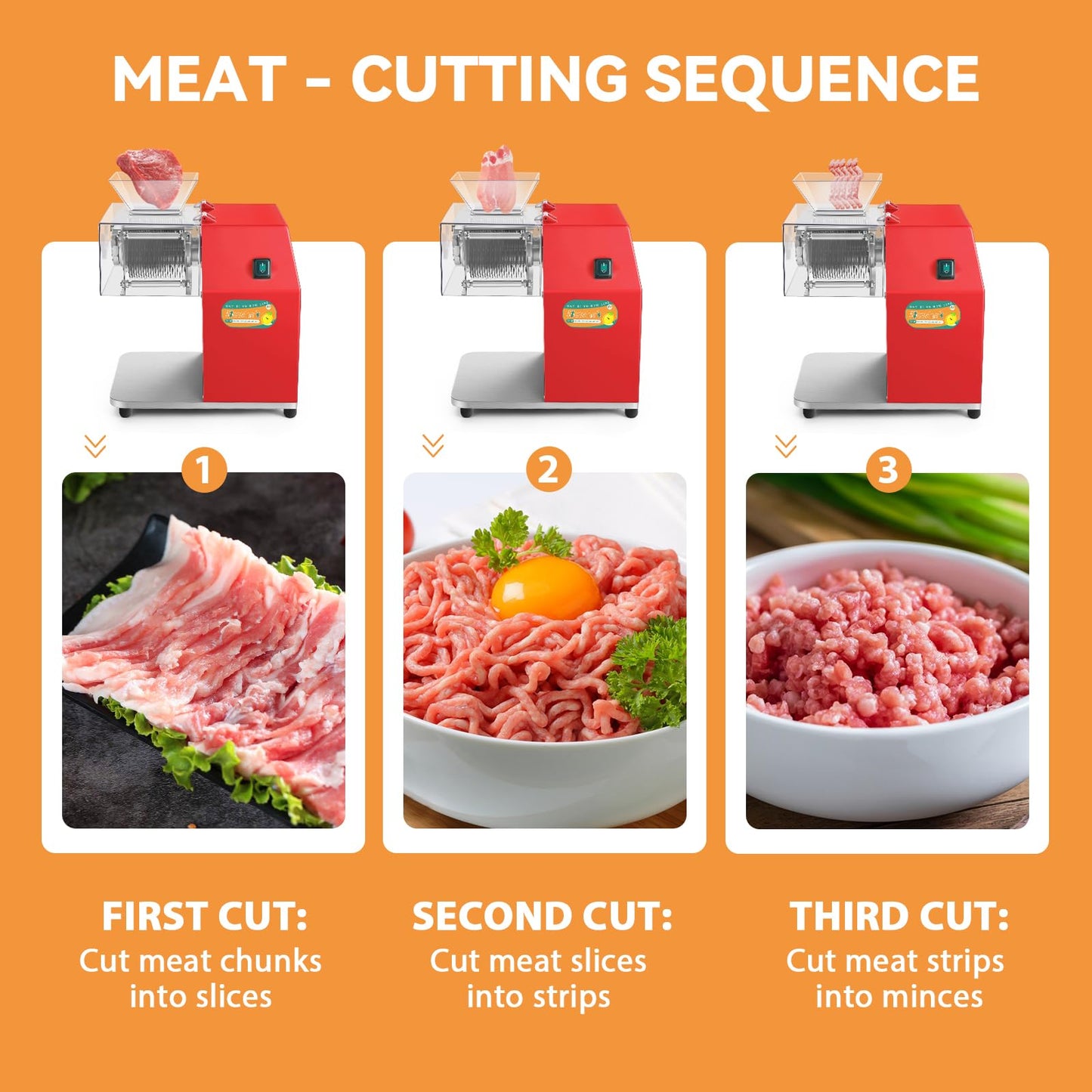 Newhai 850W Meat Cutter Machine, Commercial Meat Cutting Machine 3.5mm Heavy Duty, Stainless Steel Meat Slicer Shredder Restaurant, for Boneless Meat Soft Vegetables