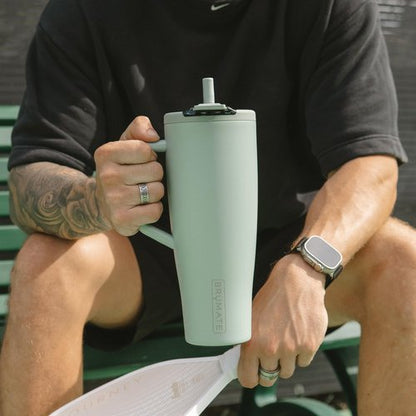 BrüMate Era Flip 40oz Tumbler with 100% Leakproof Covered Straw Lid | Hygienic Covered Straw | Insulated Stainless Steel Water Bottle with Handle | Cup Holder Friendly | BPA-Free (Matte Black)