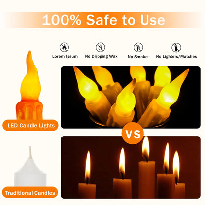 Gedengni 4pcs Orange Real Wax LED Tapered Candles, Battery Operated, Remote Controlled, 6inches, Perfect for Weddings, Decorations, Emergency Use