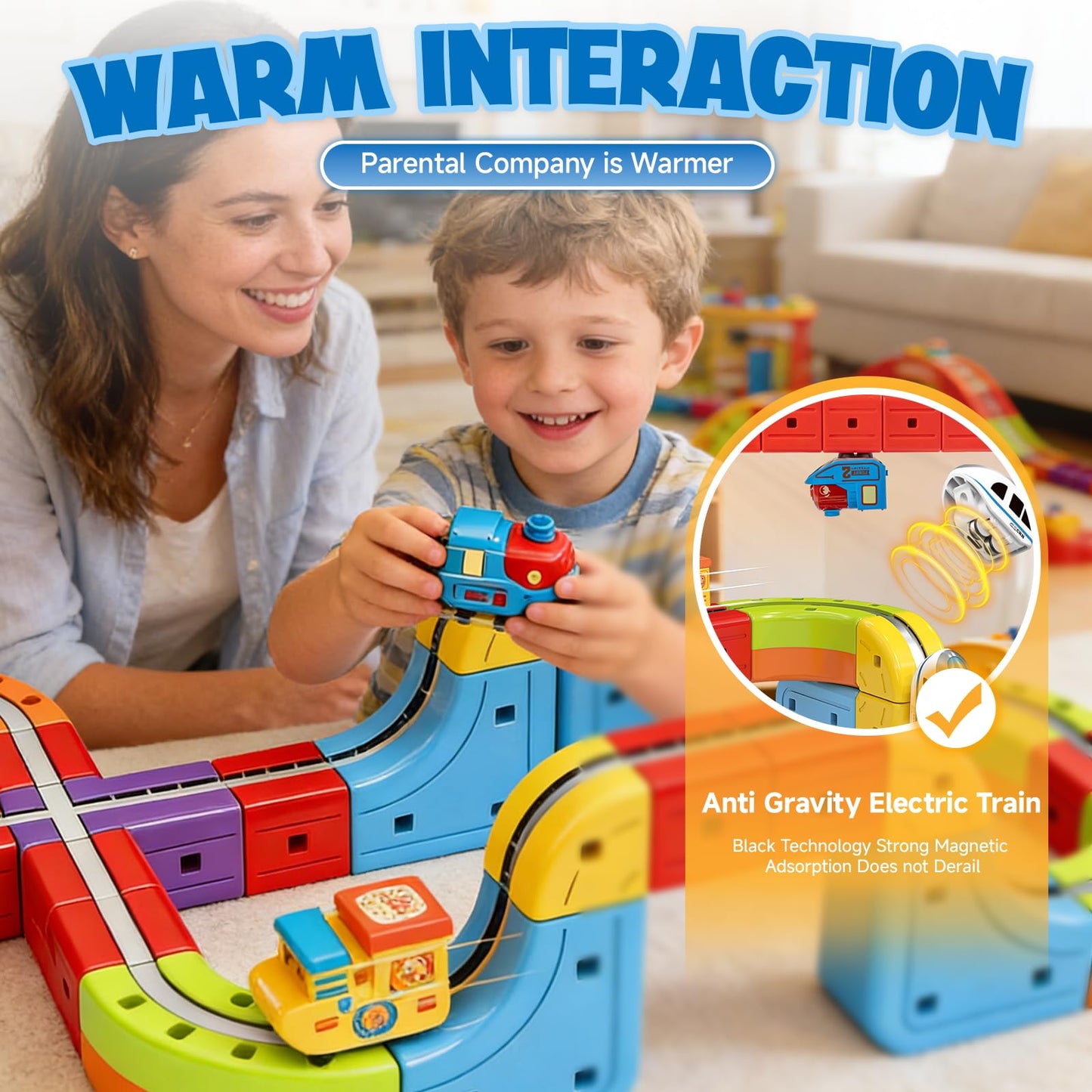 3D Infinity Cube Track Magnetic Electric Train Set for Kids 4 6 7 8,Toy Vehicle Playsets for Toddlers 3-5 Train Set Learning Gift,88 Pcs/2 car