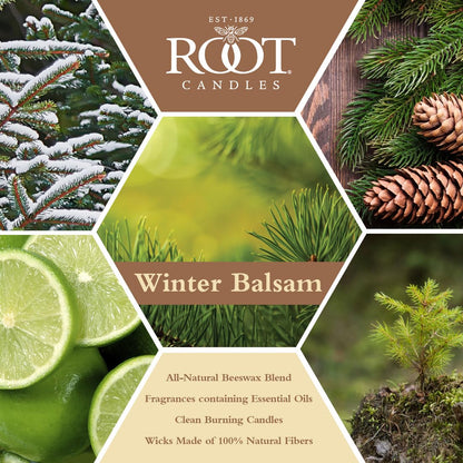 Root Candles Holiday Scented Candles Honeycomb Veriglass Premium Handcrafted Beeswax Blend Candle, Large, Winter Balsam