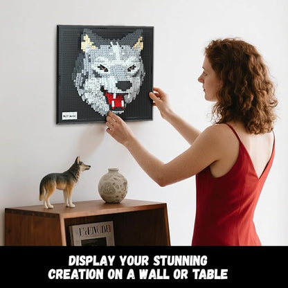 Wolf Animal 3D Wall Art Micro Mini Building Blocks Set for Adults Unique Home Wall Decor or Table Display No Compatible with Lego Ideal Birthday Christmas Toy Gift for Teens (2214 PCS)